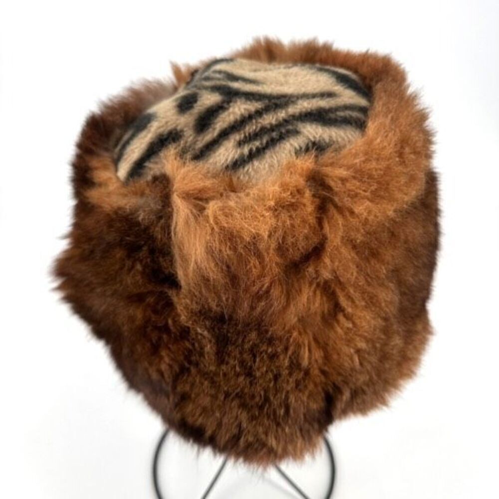 Gertrude Singer‎ Women's Faux Fur Lined Winter Pillbox Hat Brown Tan One Size